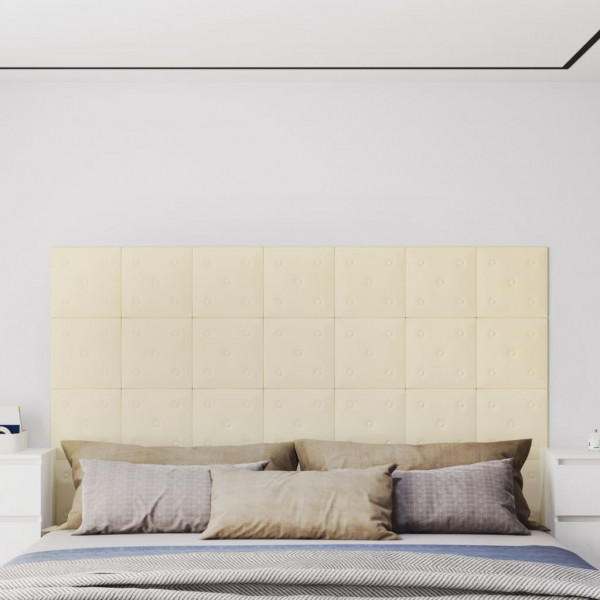Painéis de parede 12 peças couro sintético creme 30x30 cm 1,08 m² D