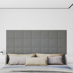 Paneles de pared 12 uds cuero sintético gris 30x30 cm 1.08 m² D