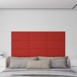 Paneles de pared 12 uds cuero PE rojo tinto 60x30 cm 2.16 m² D