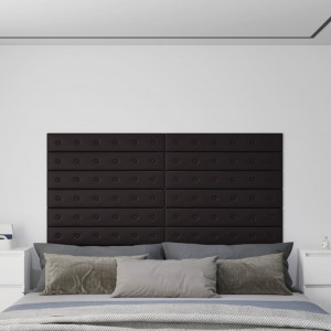 Paneles de pared 12 uds cuero sintético negro 90x15 cm 1.62 m² D