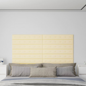Paneles de pared 12 uds cuero sintético crema 90x15 cm 1.62 m² D