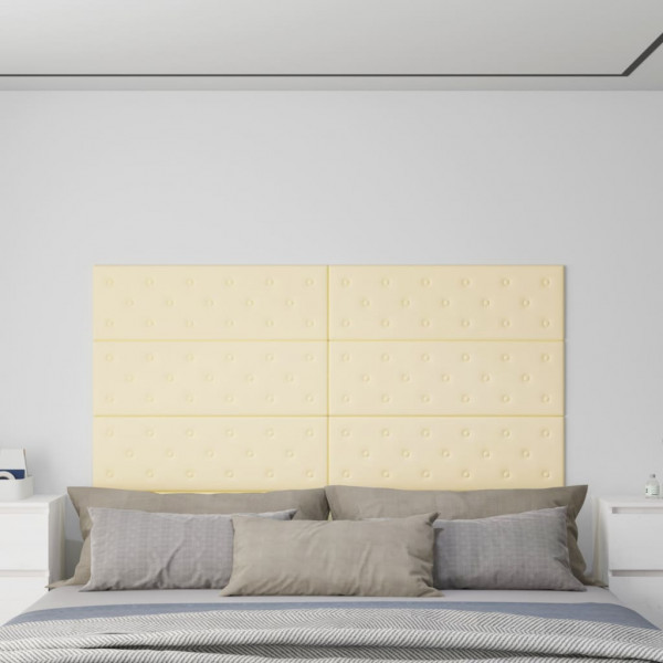 Paneles de pared 12 uds cuero sintético crema 90x30 cm 3.24 m² D