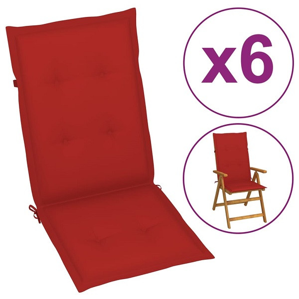 Cushion cadeira de jardim de apoio alto 6 pés tela vermelha 120x50x3 cm D