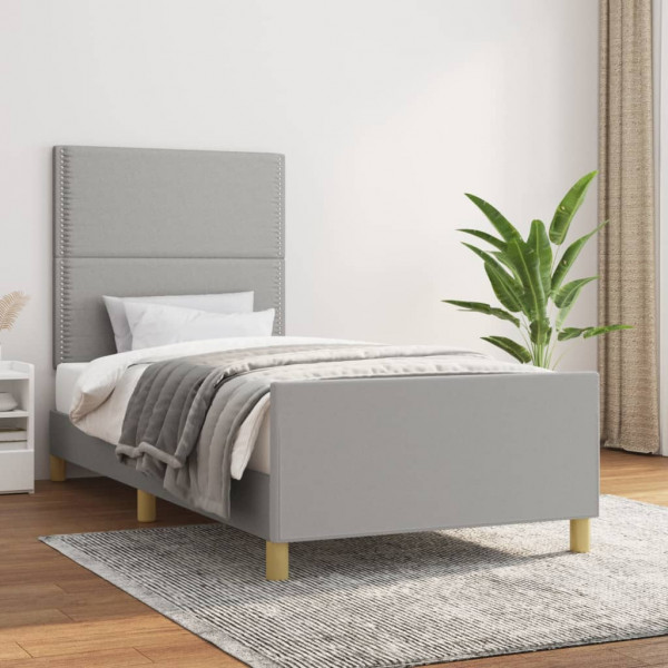 Estrutura de cama em tecido cinza claro com cabeceira 90x190 cm D