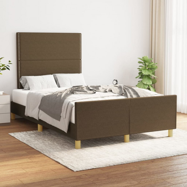 Estructura de cama con cabecero de tela marrón oscuro 120x200cm D