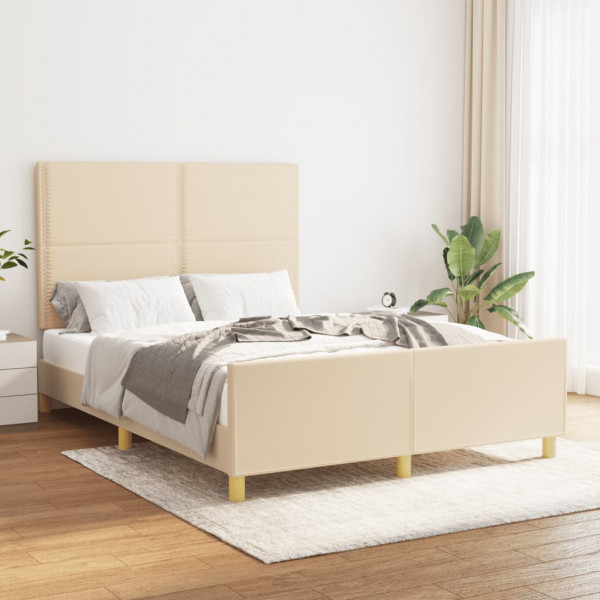 Estructura de cama con cabecero de tela color crema 140x190 cm D