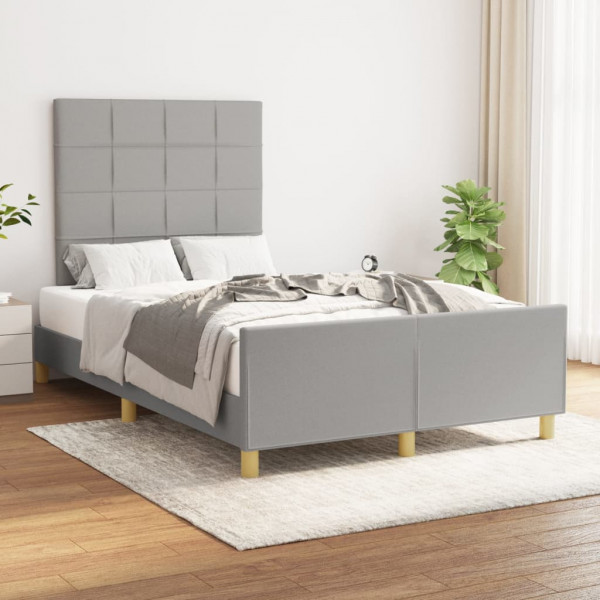 Estructura de cama con cabecero de tela gris claro 120x200 cm D