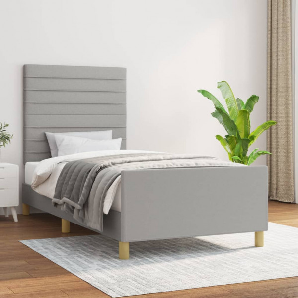 Estructura de cama con cabecero de tela gris claro 90x190 cm D