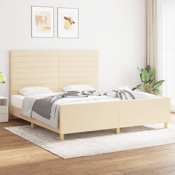 Estructura de cama con cabecero de tela color crema 180x200 cm D