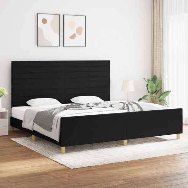 Estructura de cama con cabecero de tela negro 200x200 cm D
