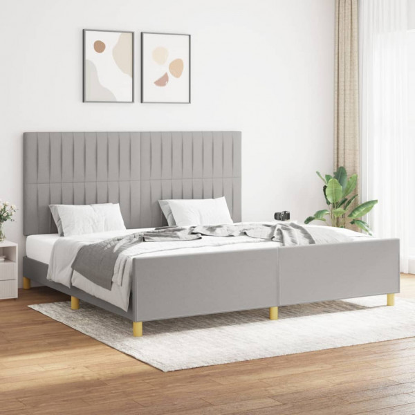 Estructura de cama con cabecero de tela gris claro 200x200 cm D