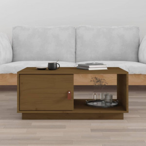 Mesa de centro madera maciza de pino marrón miel 80x50x35.5 cm D