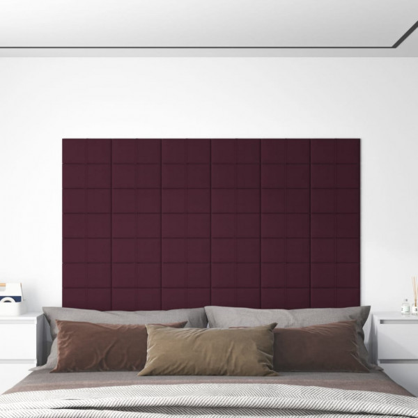 Painéis de parede 12 peças tecido roxo 30x15 cm 0,54 m² D