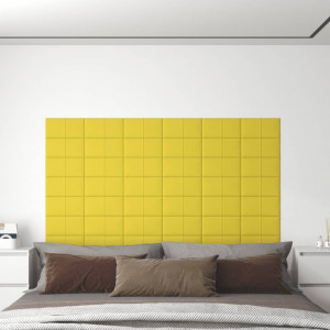 Painéis de parede 12 peças tecido amarelo claro 30x15 cm 0,54 m² D