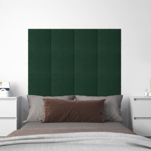 Paneles de pared 12 uds tela verde oscuro 30x30 cm 1.08m² D
