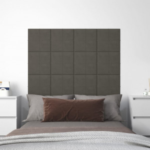 Paneles de pared 12 uds terciopelo gris oscuro 30x30 cm 1.08 m² D