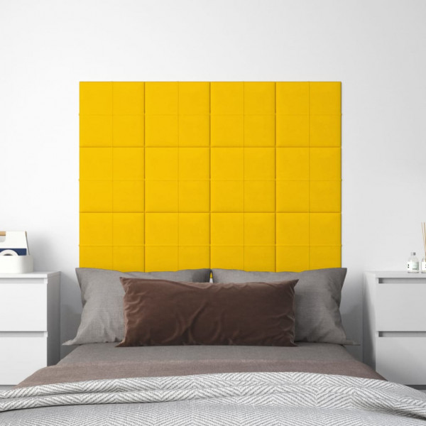 Painéis de parede 12 unidades de veludo amarelo 30x30 cm 1,08 m² D
