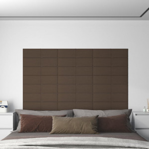Paneles de pared 12 uds tela marrón 60x15 cm 1.08 m² D
