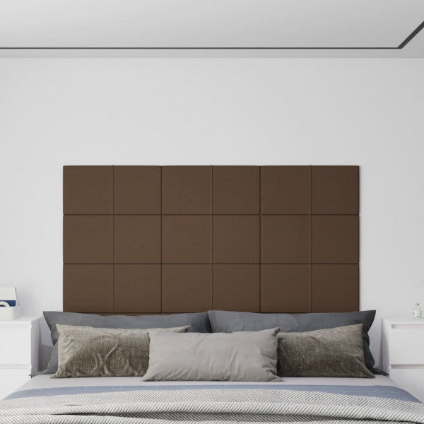 Paneles de pared 12 uds tela marrón 60x30 cm 2.16 m² D
