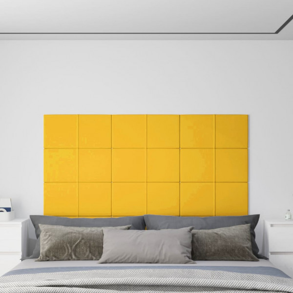 Paneles de pared 12 uds terciopelo amarillo 60x30 cm 2.16 m² D