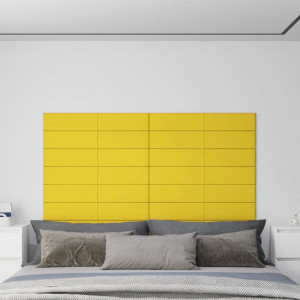 Paneles de pared 12 uds tela amarillo claro 90x15 cm 1.62 m² D