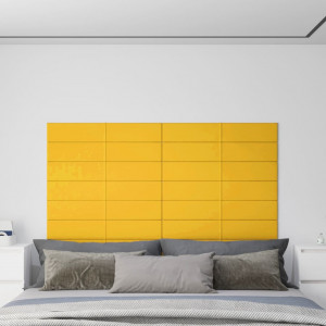 Painéis de parede 12 peças veludo amarelo 90x15 cm 1,62 m² D