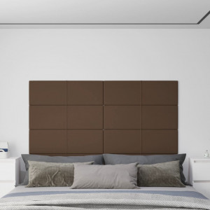Paneles de pared 12 uds tela marrón 90x30 cm 3.24 m² D