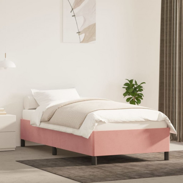 Estrutura de cama em veludo rosa 90x200 cm D