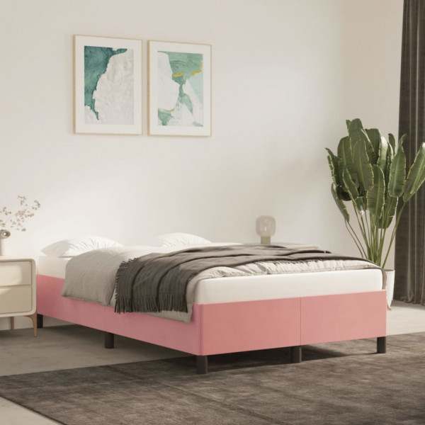 Estrutura de cama de veludo rosa 120x200 cm D