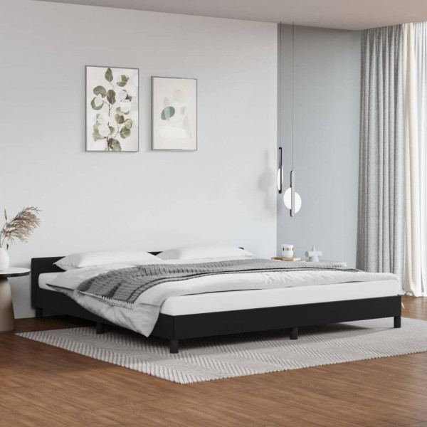 Estructura de cama con cabecero cuero sintético negro 200x200cm D