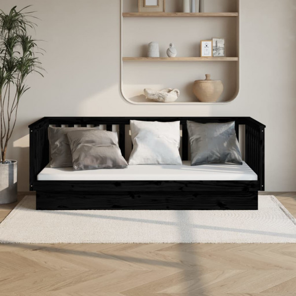 Sofá de madeira de pinheiro preto 100x200 cm D