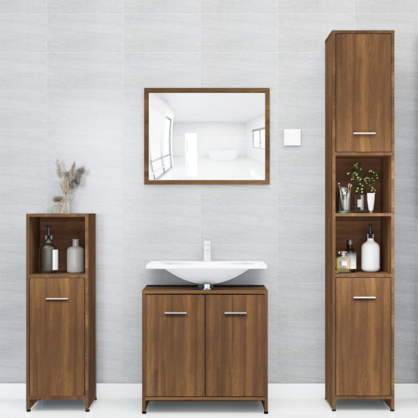 Armario de baño madera contrachapada roble marrón 30x30x183.5cm D