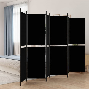 Biombo divisor de 6 paneles de tela negro 300x200 cm D