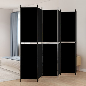 Biombo divisor de 6 paneles de tela negro 300x220 cm D