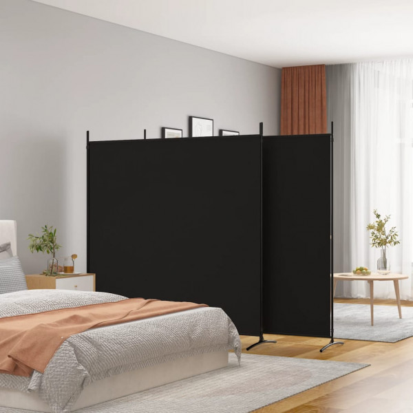 Biombo divisor de 3 paneles de tela negro 525x180 cm D