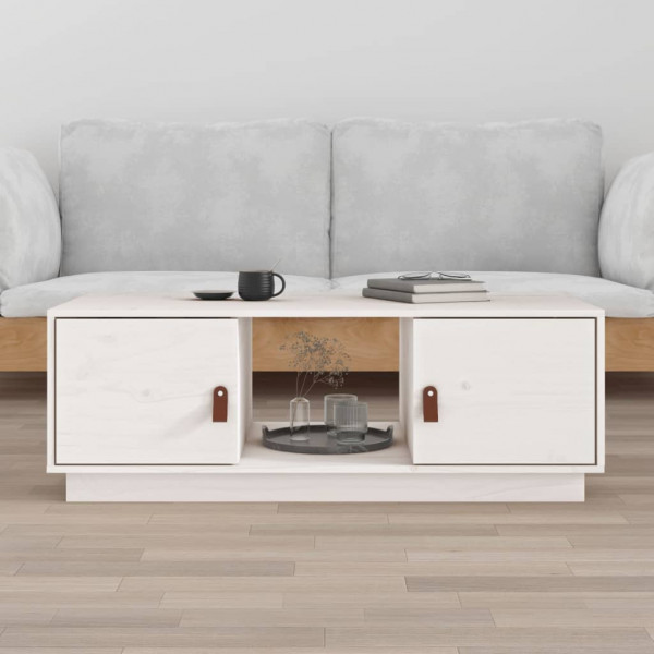 Mesa de centro de madeira maciça de pinho branco 100x50x35 cm D