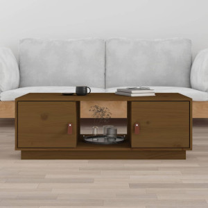 Mesa de centro madera maciza de pino marrón miel 100x50x35 cm D