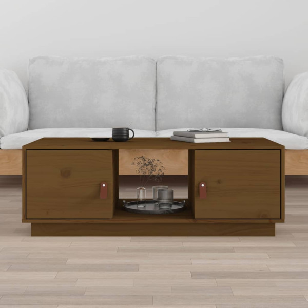 Mesa de centro madeira maciça de pinho marrom mel 100x50x35 cm D