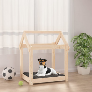 Cama para perros madera maciza de pino 61x50x70 cm D