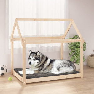 Cama para cães madeira maciça de pinho 111x80x100 cm D