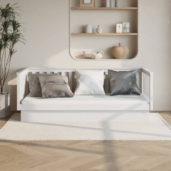 Sofá cama madeira maciça de pinho branco 80x200 cm D