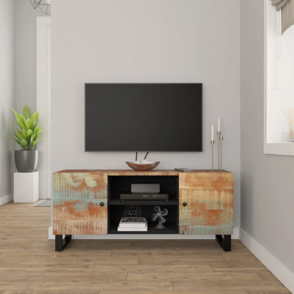 Móveis de televisão de madeira maciça reciclada 105x33x46 cm D