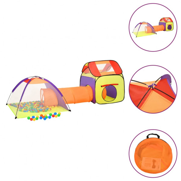 Tienda de juego de niños con 250 bolas multicolor 338x123x111cm D