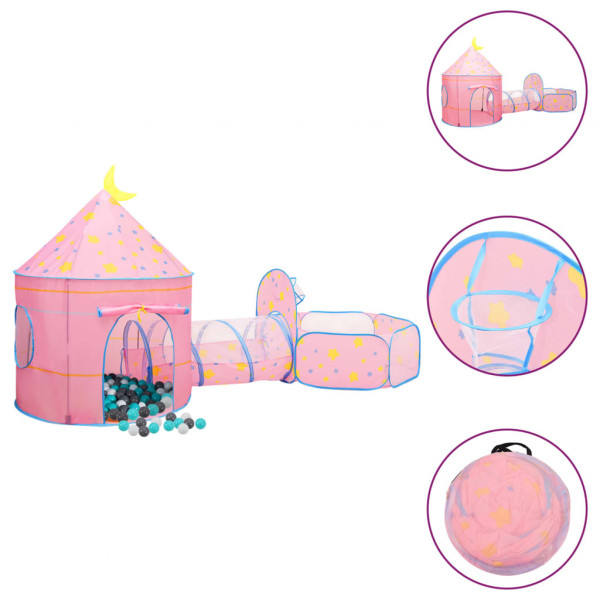 Tienda de juegos para niños con 250 bolas rosa 301x120x128 cm D