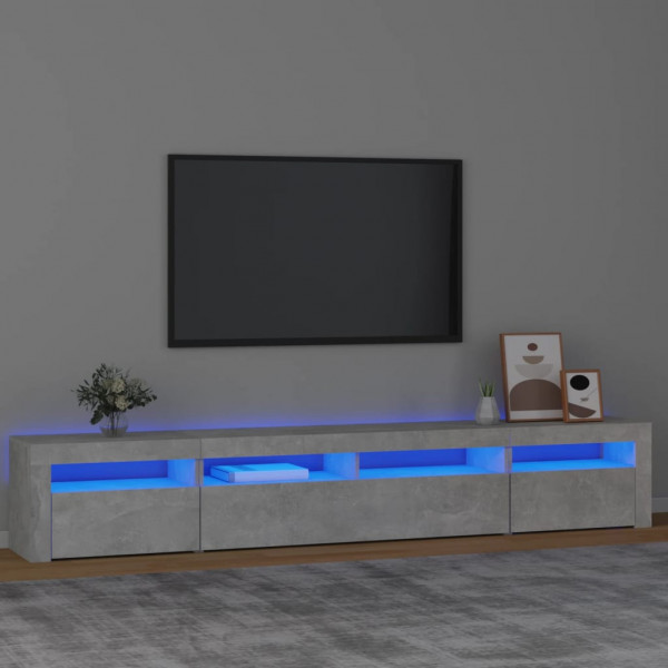 Mueble de TV con luces LED gris hormigón 240x35x40 cm D