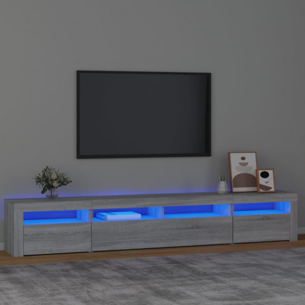 Móvel de TV com luzes LED Sonoma cinza 240x35x40 cm D