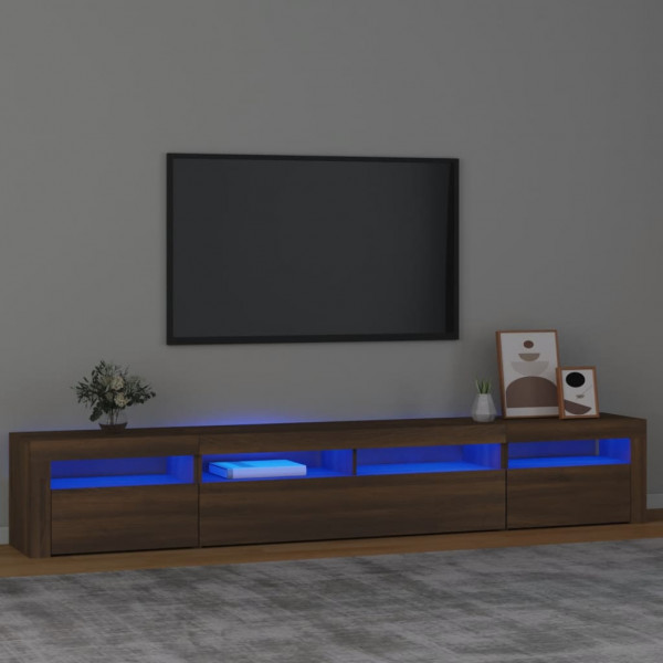 Móvel de TV com luzes LED castanho carvalho 240x35x40 cm D