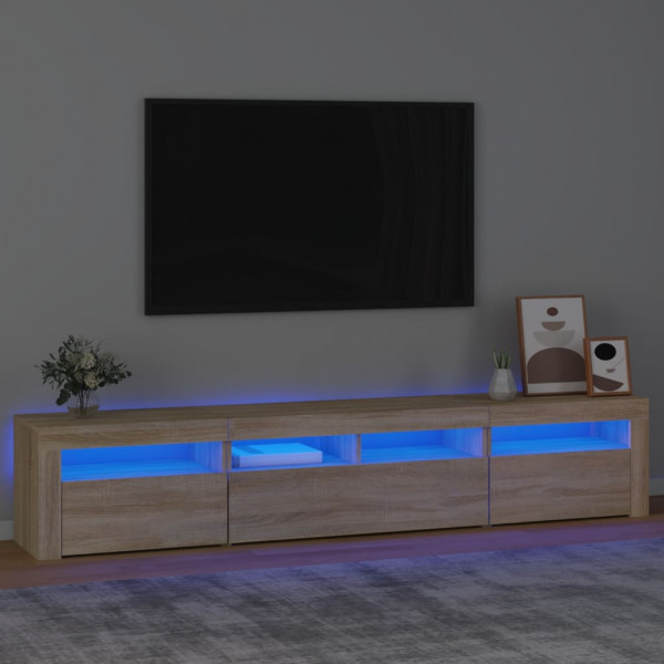 Mueble de TV con luces LED roble Sonoma 210x35x40 cm D