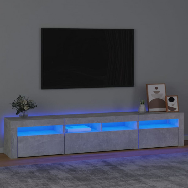 Móveis de televisão com luzes LED cinza 210x35x40 cm D