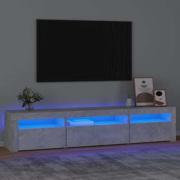 Mueble de TV con luces LED gris hormigón 195x35x40 cm D
